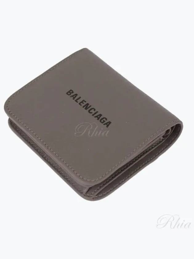 Luxury Balenciaga Logo Coin Pocket Flap Half Wallet Medium Grey