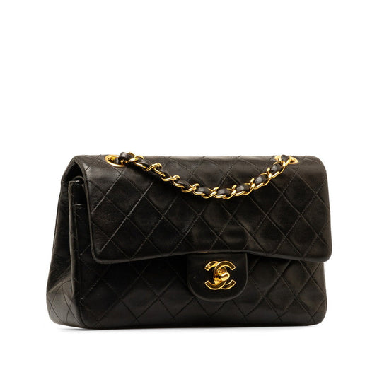 Chanel Mattrase 23 Coco W Flap Chain Shoulder Bag Black Lambskin Chanel