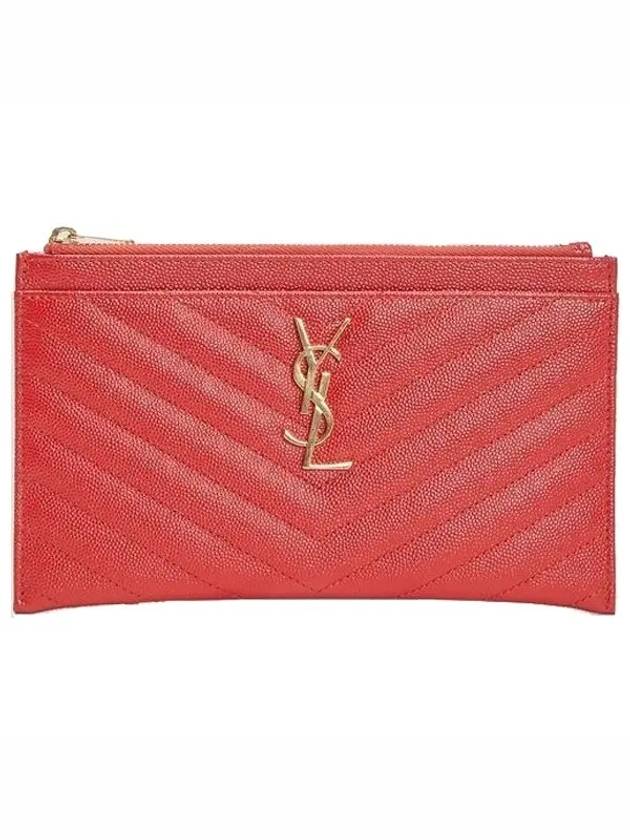 Luxury Saint Laurent Monogram Quilted Bill Pouch Clutch Bag Red