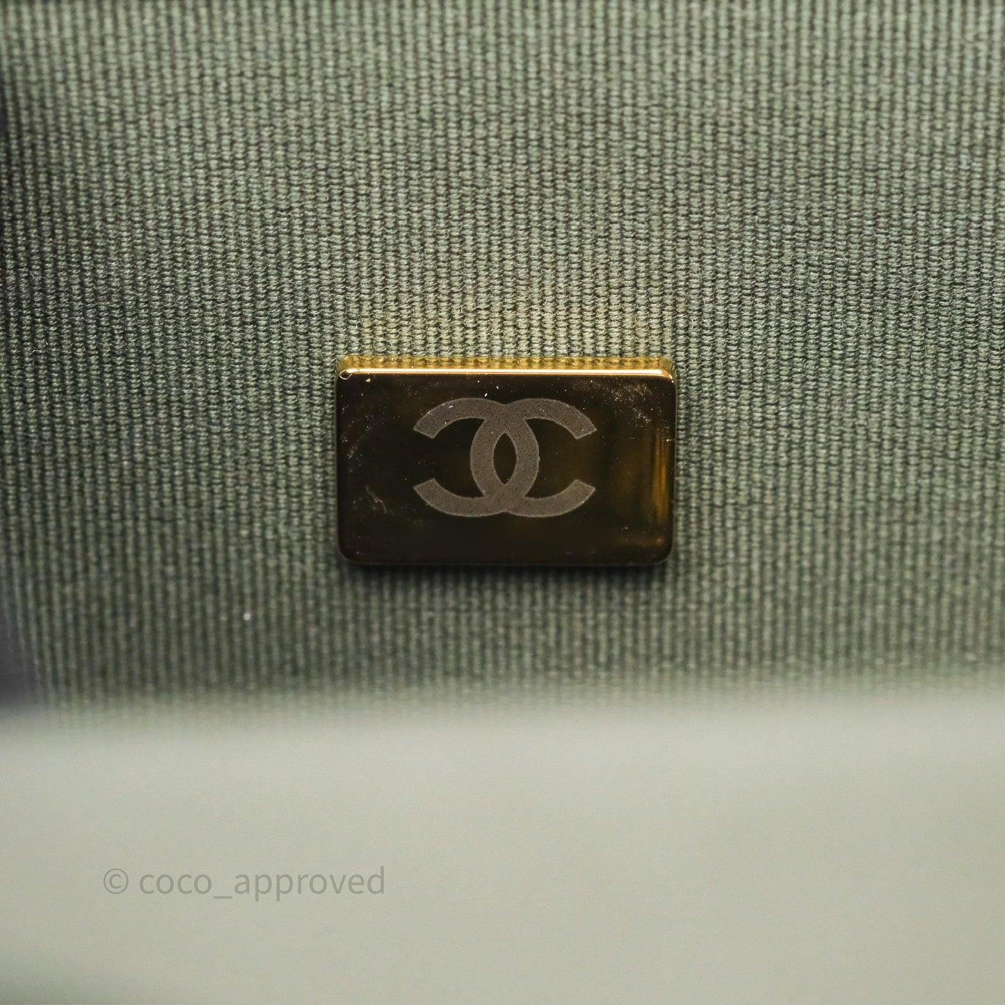 Chanel School Memory Top Handle Flap Army Green Caviar Aged Gold Hardware