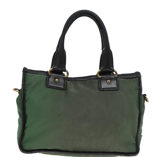Luxury Prada Hand Bag Nylon 2way Khaki Gold 90222