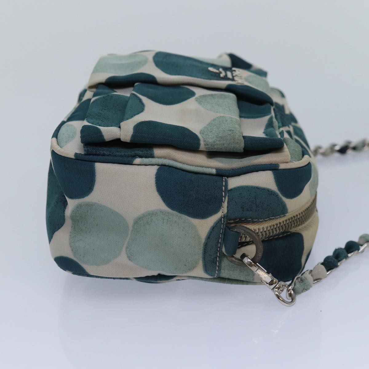 Luxury Prada Chain Shoulder Bag Nylon Blue Silver 90232