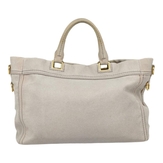 Luxury Prada Hand Bag Denim 2way Gray Gold 90233