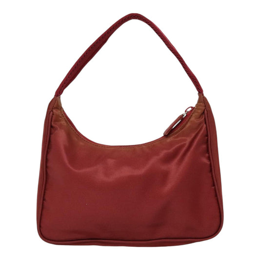 Luxury Prada Hand Bag Nylon Red Silver 90236