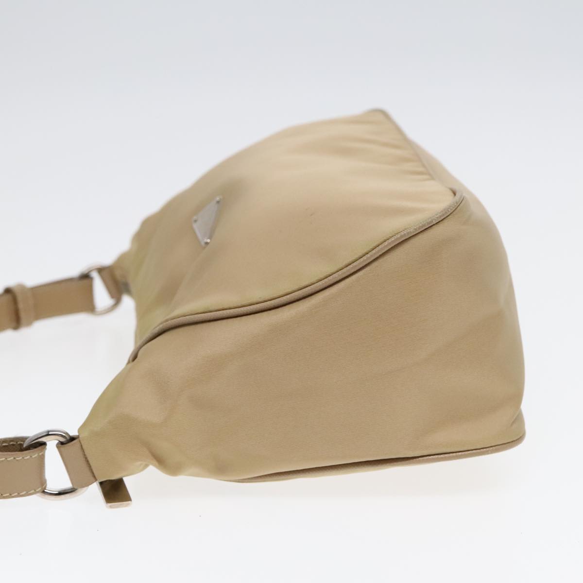 Luxury Prada Shoulder Bag Nylon Beige Silver 90237