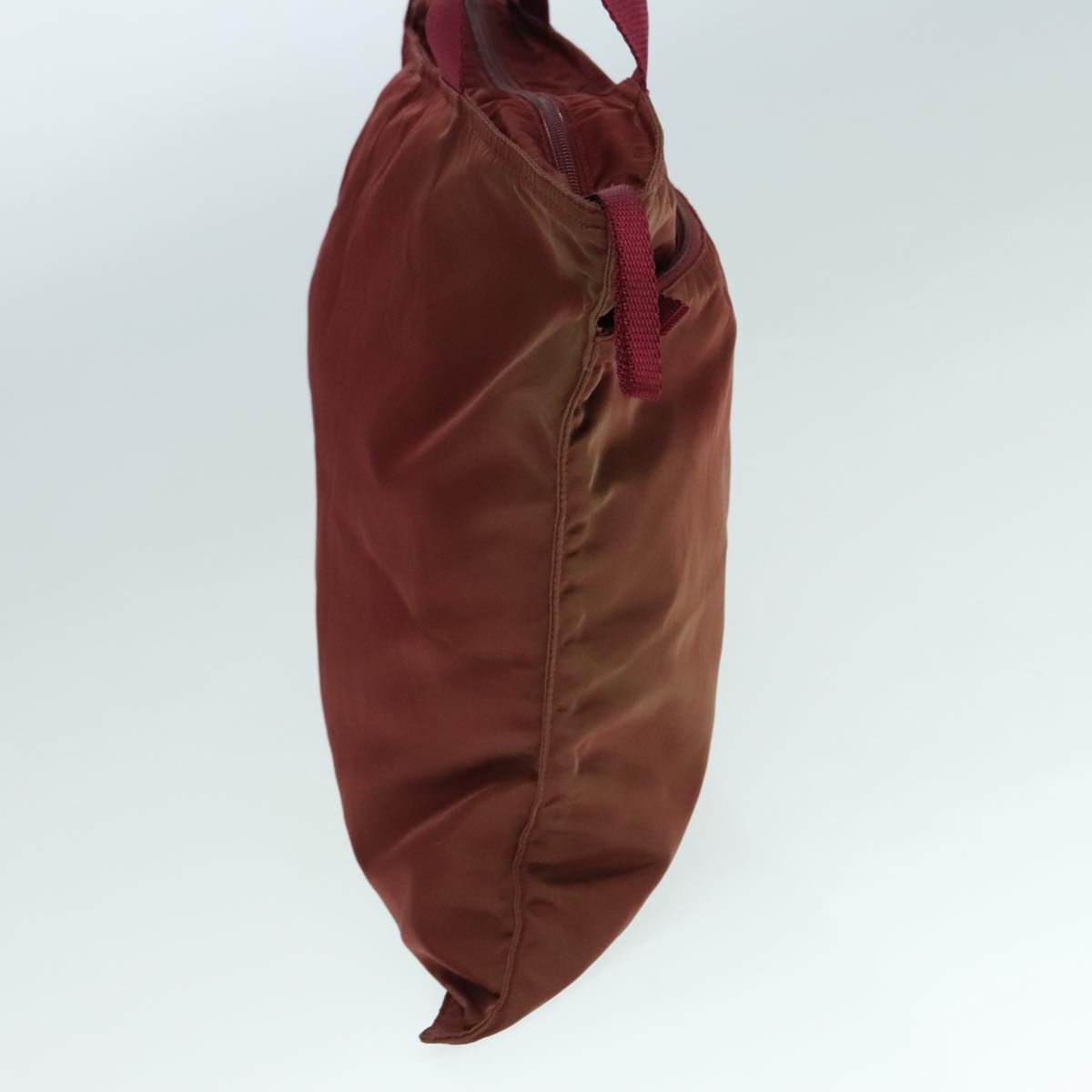 Luxury Prada Tote Bag Nylon Wine Red Silver 90243