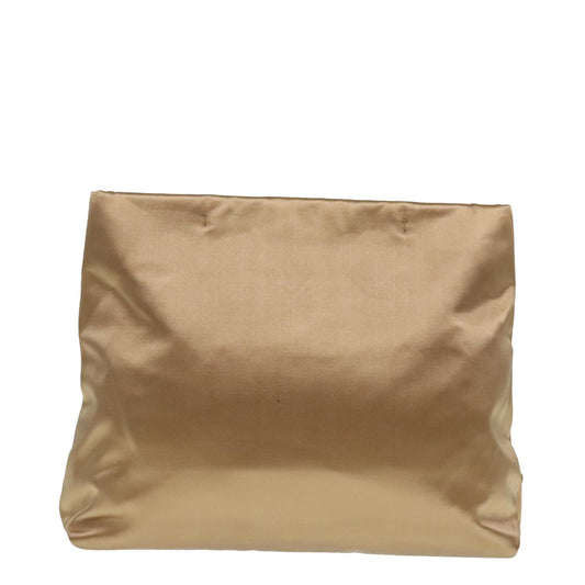 Luxury Prada Chain Tote Bag Nylon Brown Gold 90267