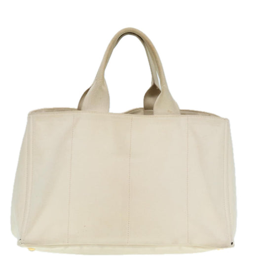 Luxury Prada Canapa GM Hand Bag Canvas Gold White 90320