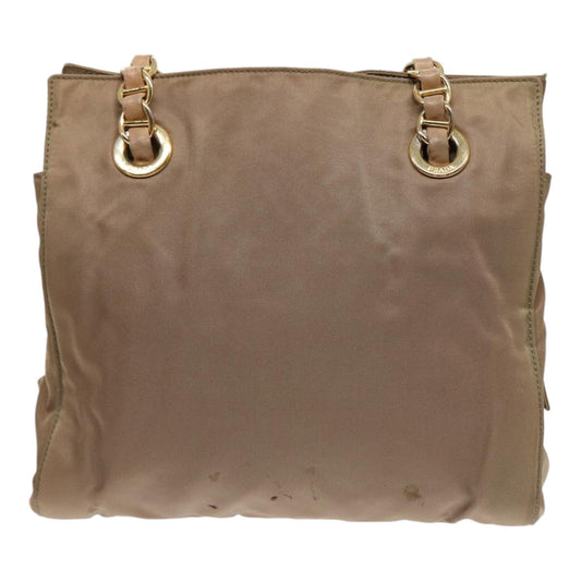 Luxury Prada Chain Shoulder Bag Nylon Beige Gold 90334