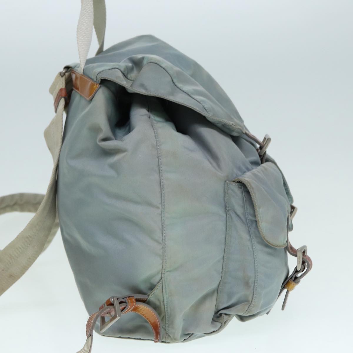 Luxury Prada Backpack Nylon Light Blue Silver 90336