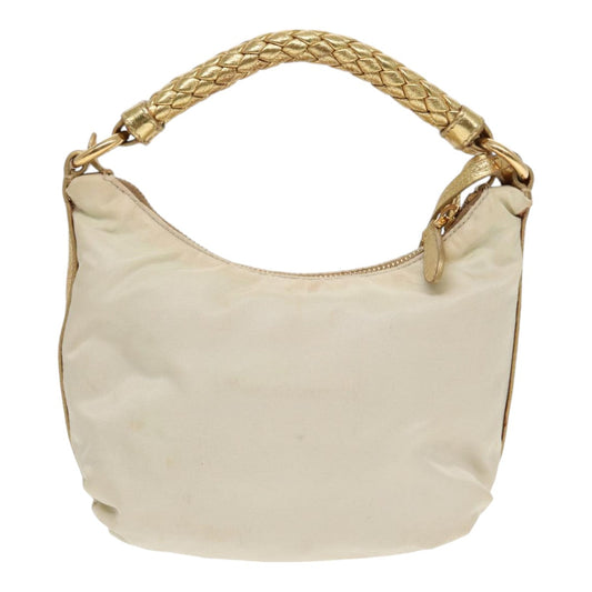 Luxury Prada Hand Bag Nylon Cream Gold 90344