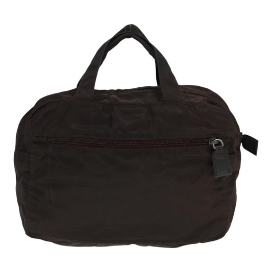 Luxury Prada Hand Bag Nylon Brown Silver 90376