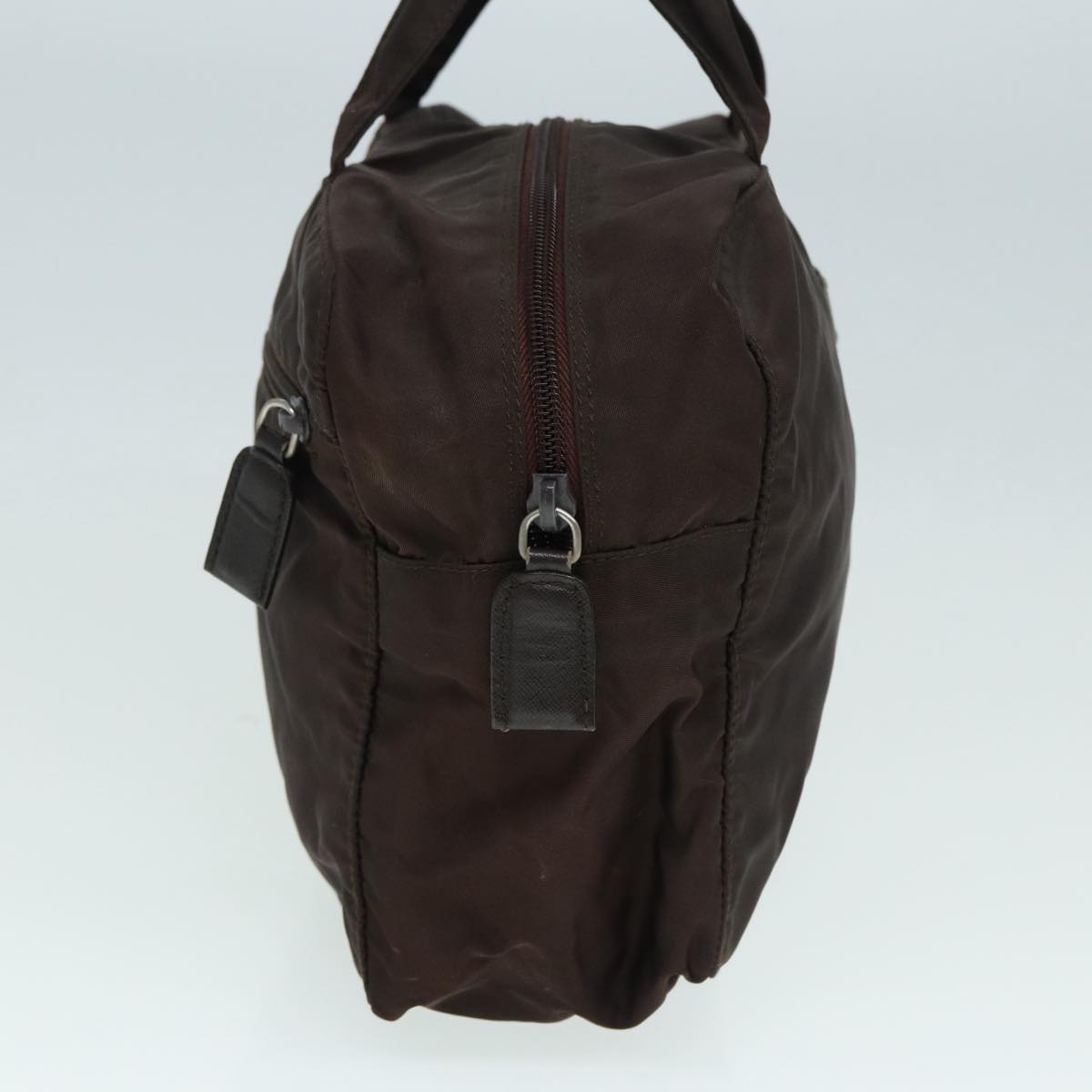 Luxury Prada Hand Bag Nylon Brown Silver 90376