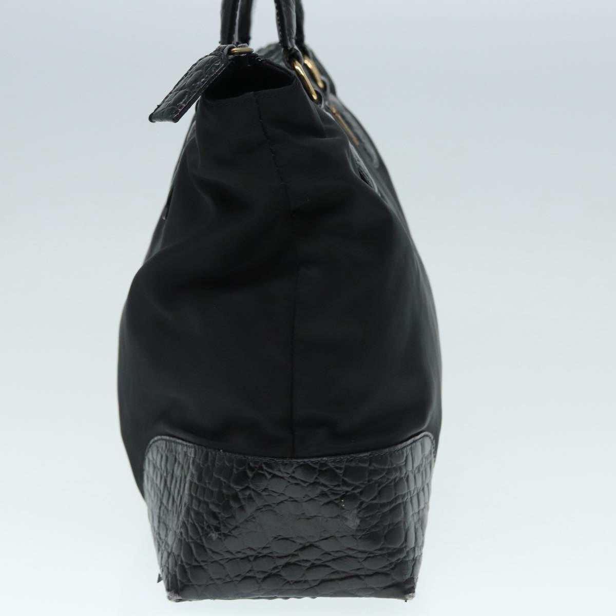 Luxury Prada Hand Bag Nylon Black Gold 90383