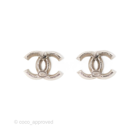 Chanel Crystal CC Earrings Silver Tone 23K