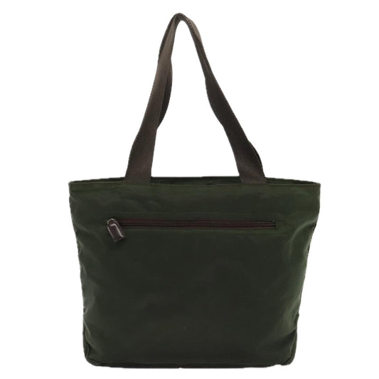 Luxury Prada Tote Bag Nylon Khaki Silver 90543