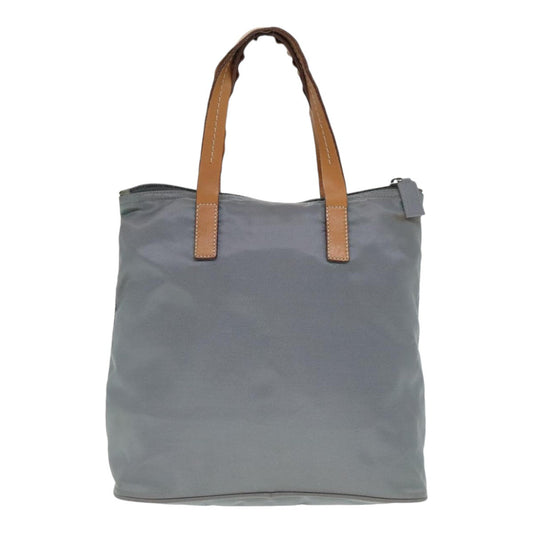 Luxury Prada Hand Bag Nylon Leather Gray Brown Silver 90607