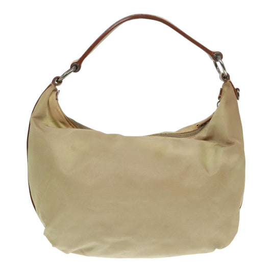 Luxury Prada Shoulder Bag Nylon Leather Beige Silver 90608