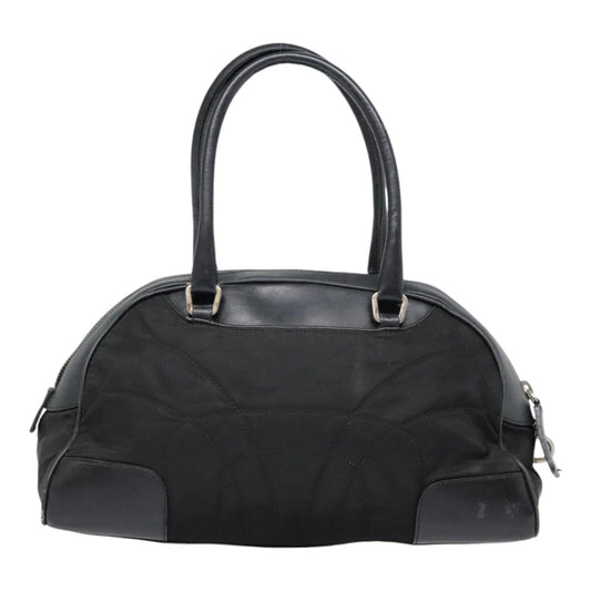 Luxury Prada Hand Bag Nylon Leather Black Silver 90633