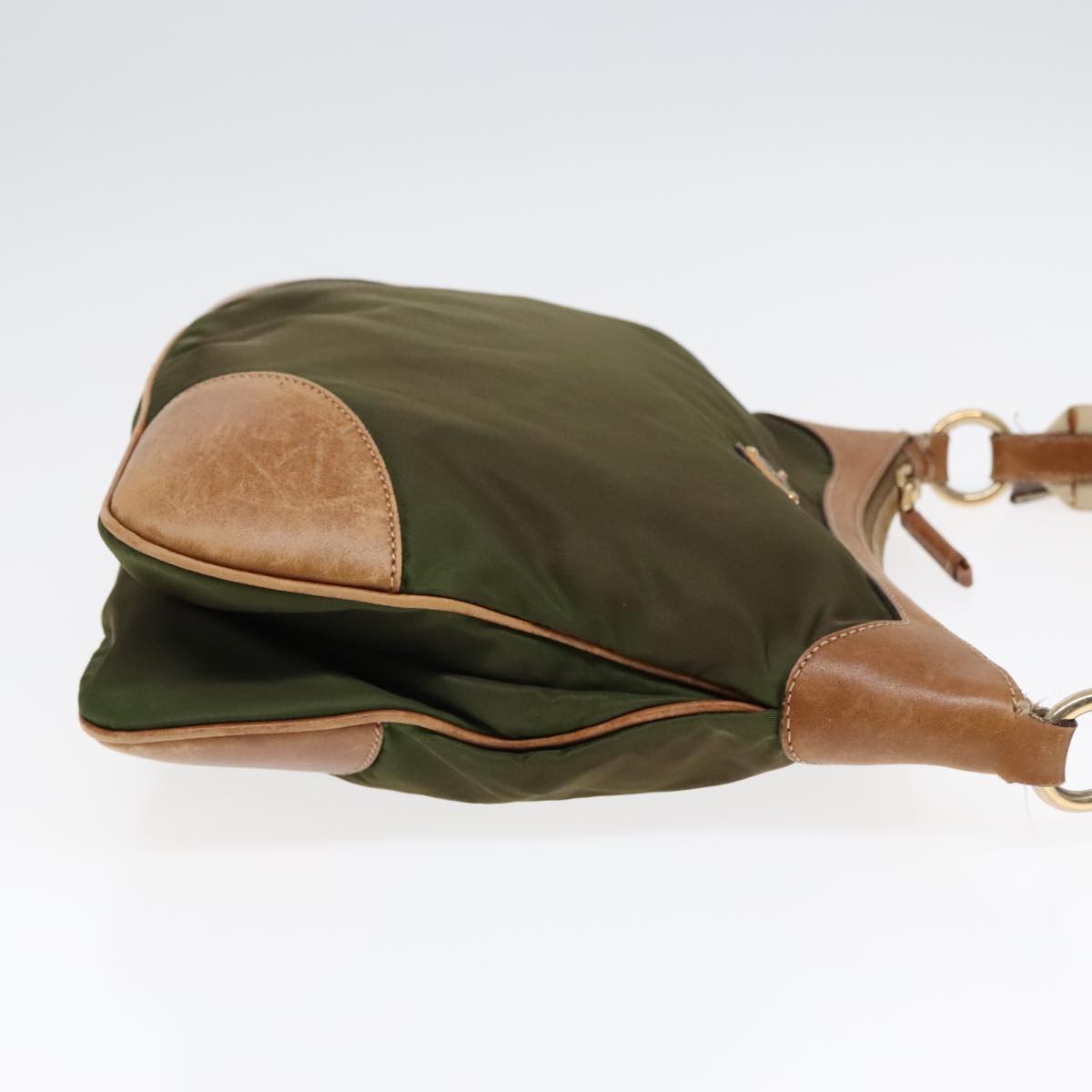 Luxury Prada Shoulder Bag Nylon Green Gold 90748