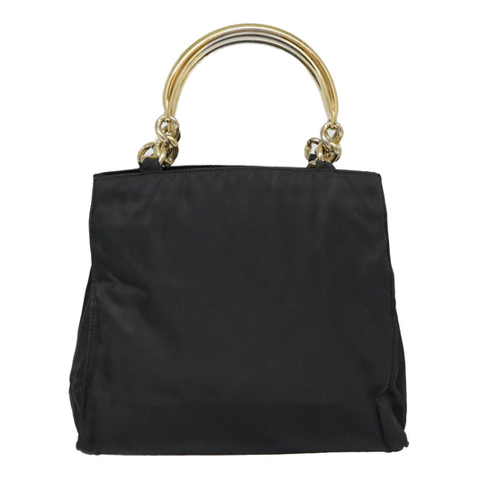 Luxury Prada Hand Bag Nylon Black Gold 90752