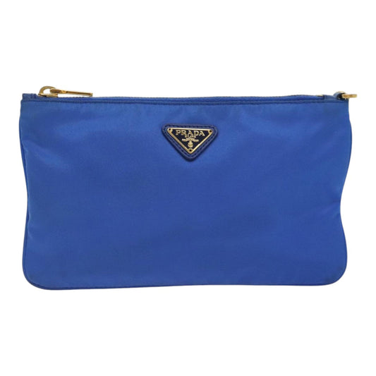 Luxury Prada Accessory Pouch Nylon Blue Gold 90956