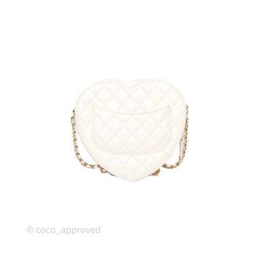 Chanel Large Heart Bag White Lambskin Gold Hardware