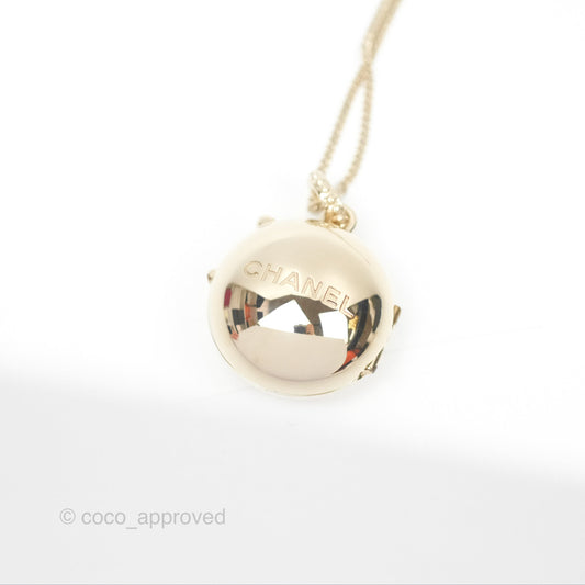 Chanel CC Sphere Locket Necklace Gold Tone 21S