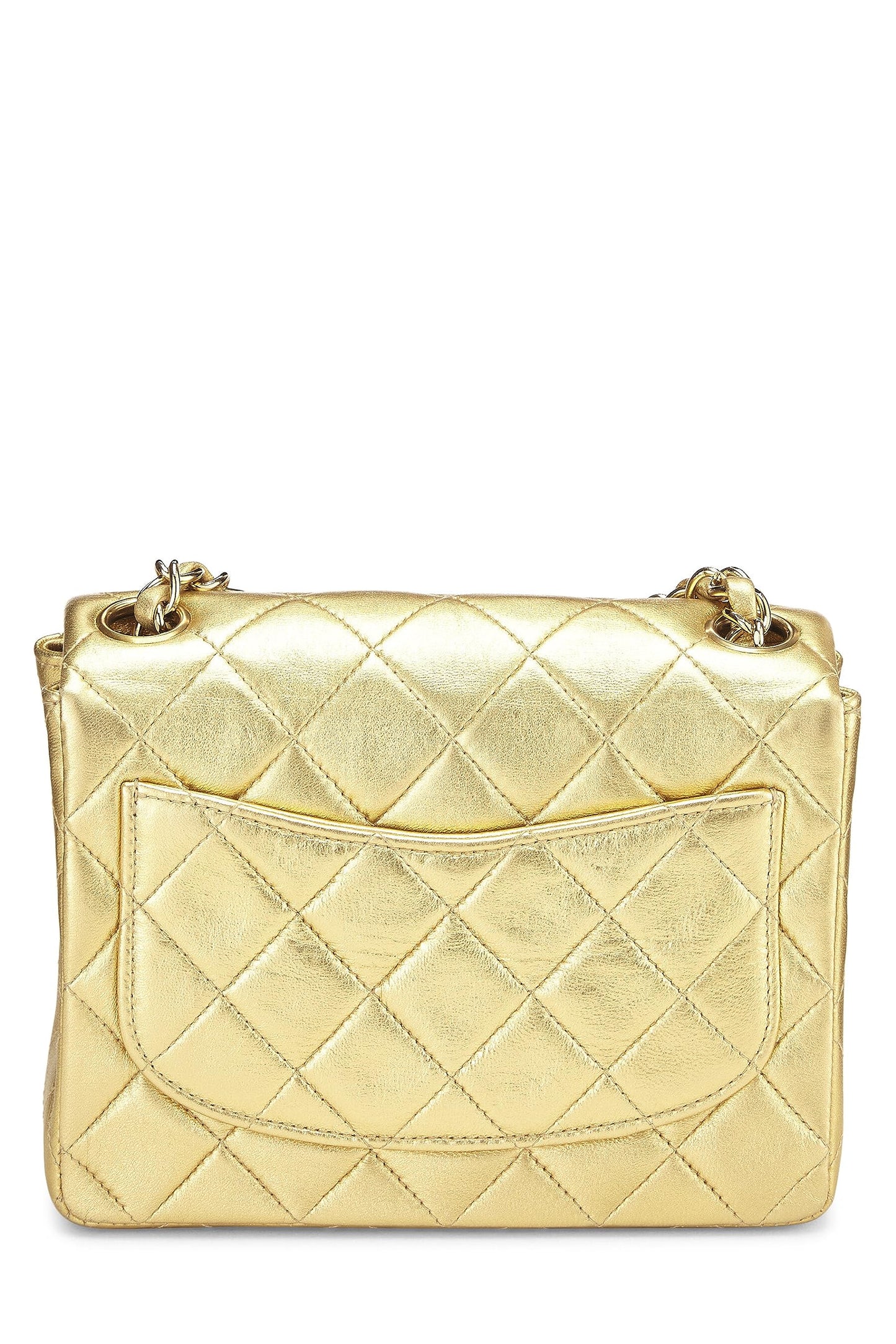 Chanel, Gold Quilted Lambskin Square Flap Bag, Gold