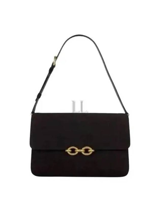 Luxury Saint Laurent Le Maillon Quilting Satchel Shoulder Bag Black