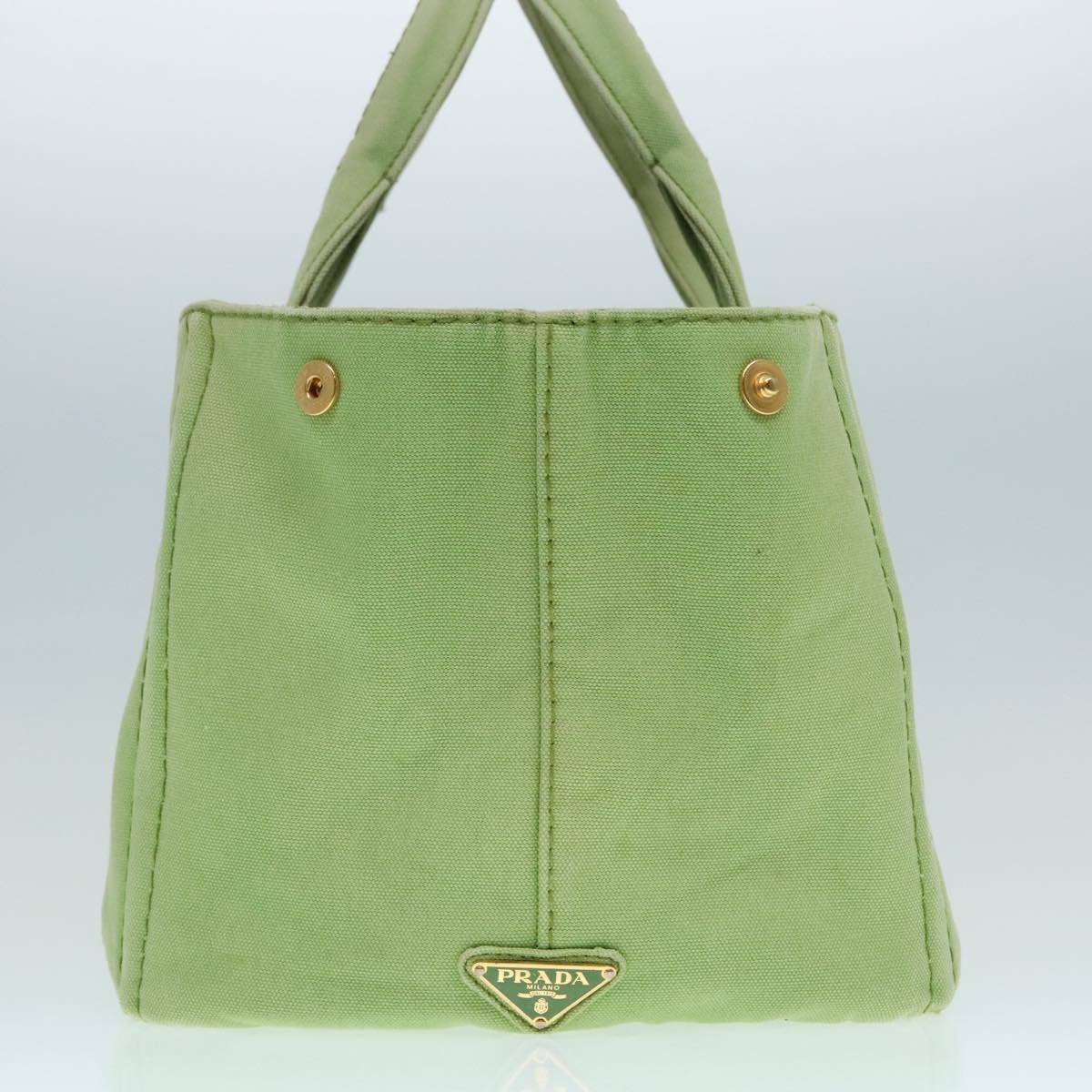 Luxury Prada Canapa GM Hand Bag Canvas LIme Green Gold 91560