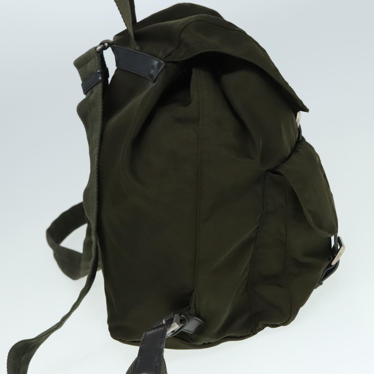 Luxury Prada Backpack Nylon Khaki Silver 91759