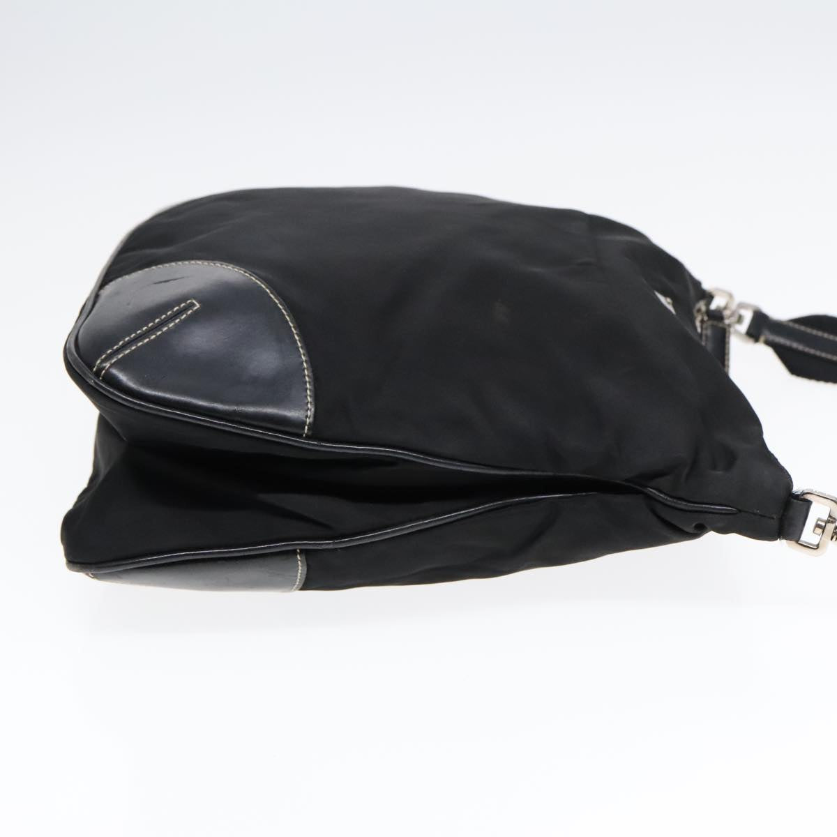 Luxury Prada Shoulder Bag Nylon Leather Black Silver 91835