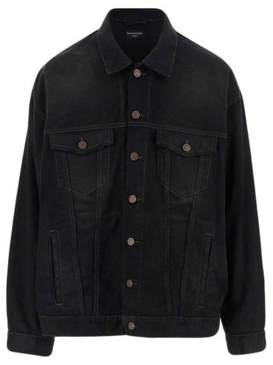 Luxury Balenciaga Political Campaign Logo Oversized Denim Jacket Black