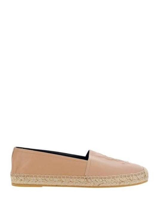 Luxury Saint Laurent Women's Monogram Leather Espadrilles Pink