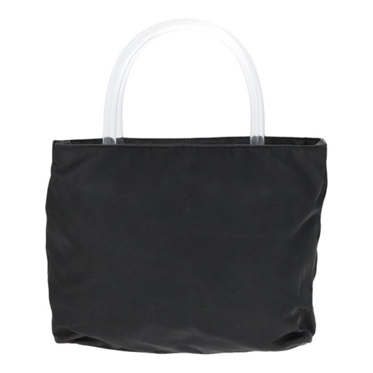 Luxury Prada Hand Bag Nylon Plastic Black Clear Silver 92116