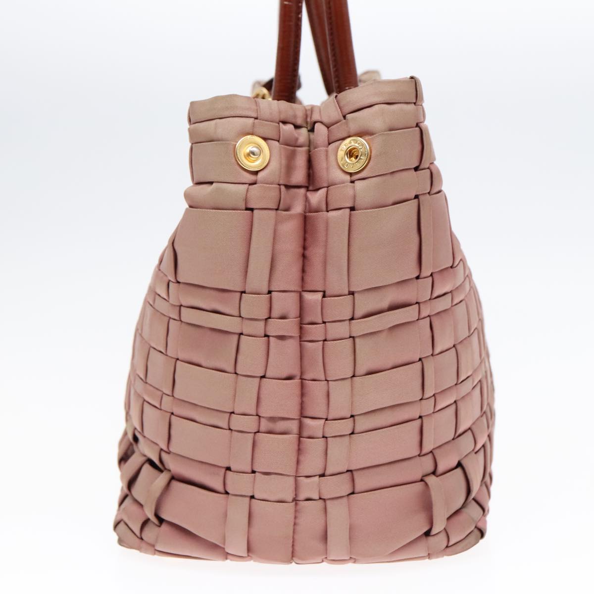 Luxury Prada Hand Bag Nylon Enamel 2way Brown Gold 92117