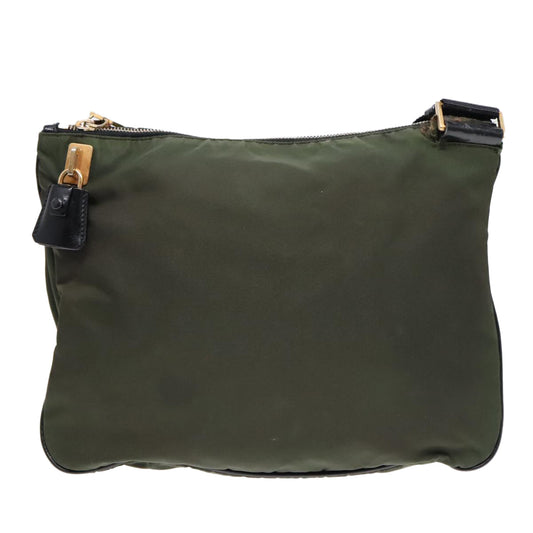 Luxury Prada Shoulder Bag Nylon Khaki Gold 92218