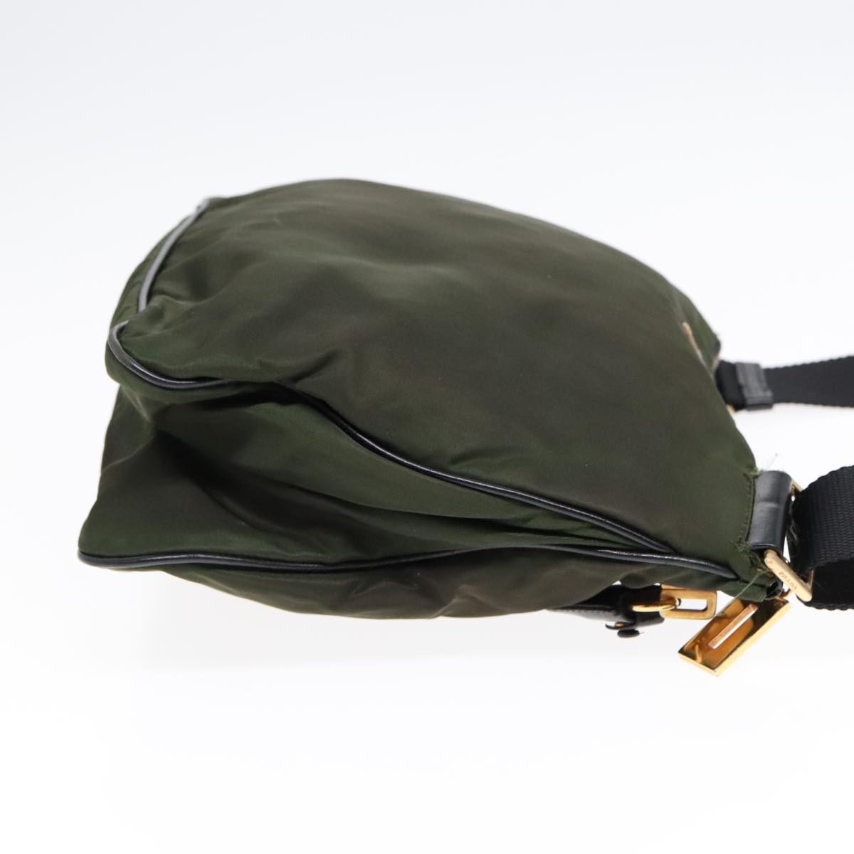 Luxury Prada Shoulder Bag Nylon Khaki Gold 92218