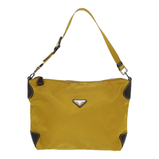Luxury Prada Shoulder Bag Nylon Yellow Silver 92335