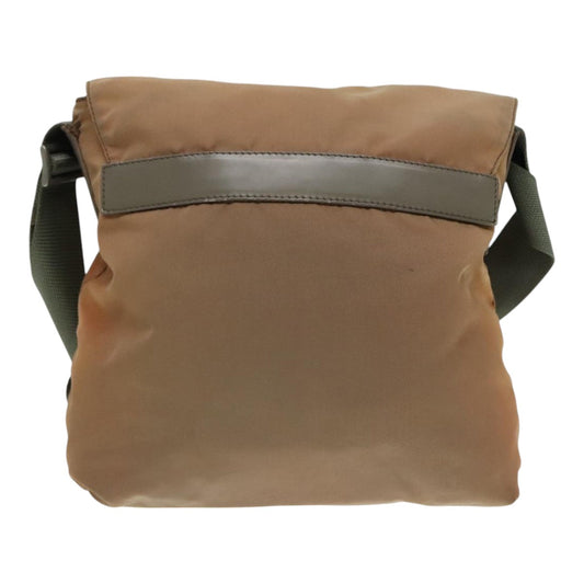 Luxury Prada Shoulder Bag Nylon Silver Brown 92342