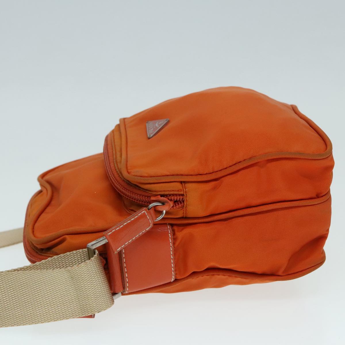 Luxury Prada Shoulder Bag Nylon Orange Silver 92345