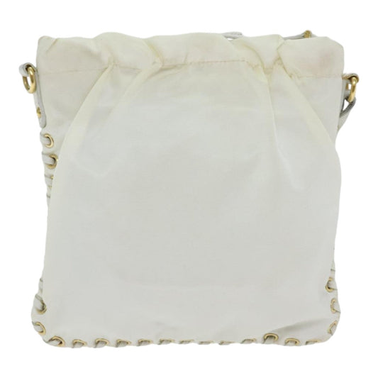 Luxury Prada Shoulder Bag Nylon White Gold 92404