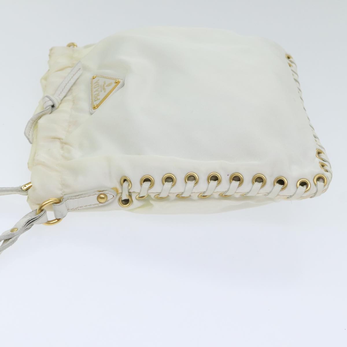 Luxury Prada Shoulder Bag Nylon White Gold 92404