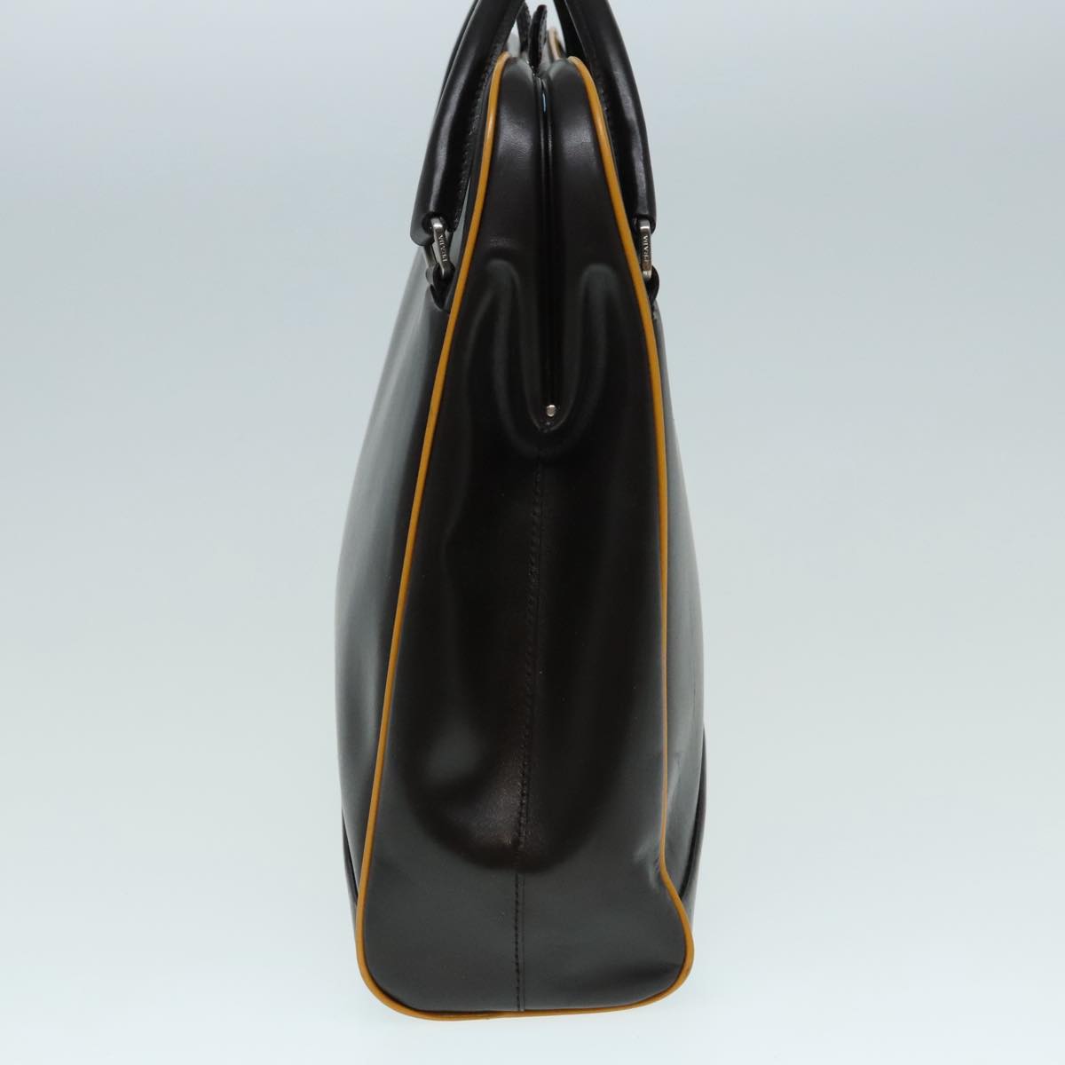 Luxury Prada Hand Bag Leather Brown Silver 92452