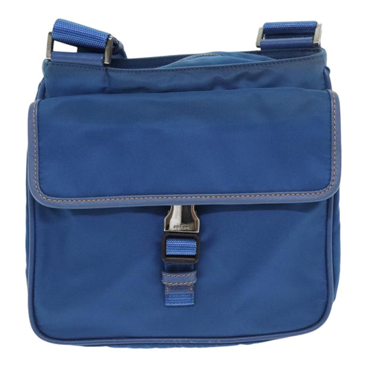 Luxury Prada Shoulder Bag Nylon Blue Silver 92475