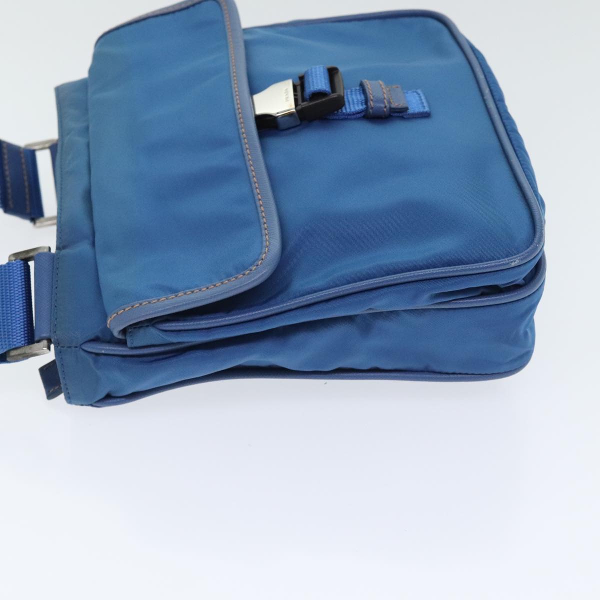 Luxury Prada Shoulder Bag Nylon Blue Silver 92475