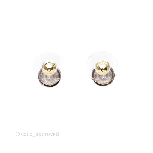Chanel Crystals CC Round Earrings Gold Tone 25V