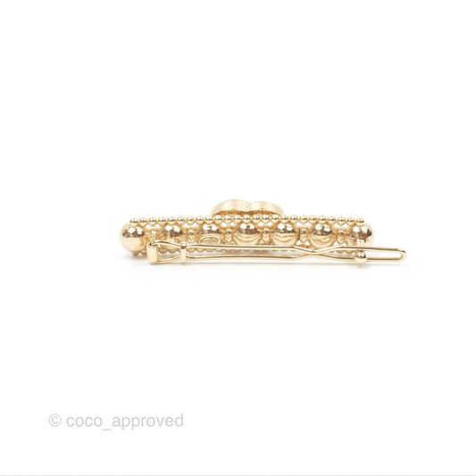 Chanel CC Crystal Bead Hair Clip Gold Tone 22C