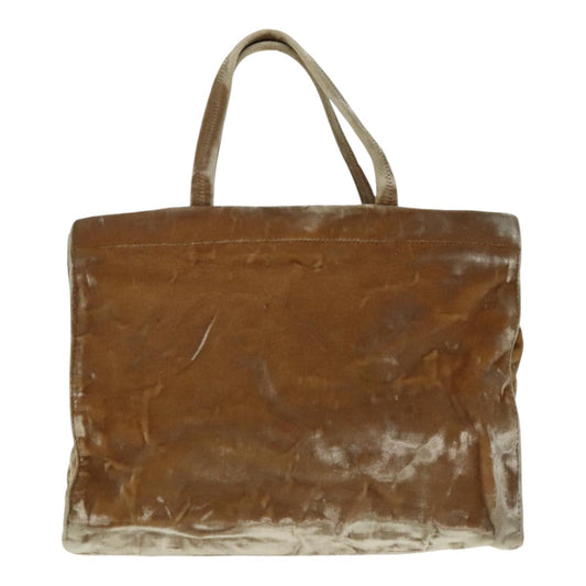 Luxury Prada Tote Bag Velor Beige Silver 92719